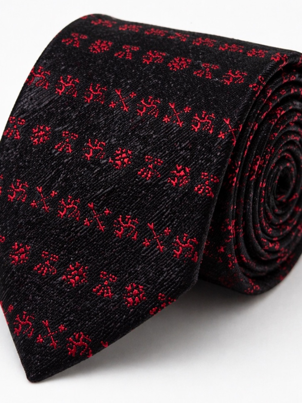 Vintage Wembley Skinny Tie Red Black Retro Mod Narrow Necktie